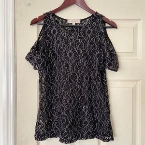LOFT lace cold shoulder shirt